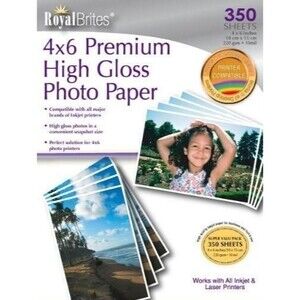 Royal Brites 4 inch x 6 inch Premium High Gloss Photo Paper 350 Sheets